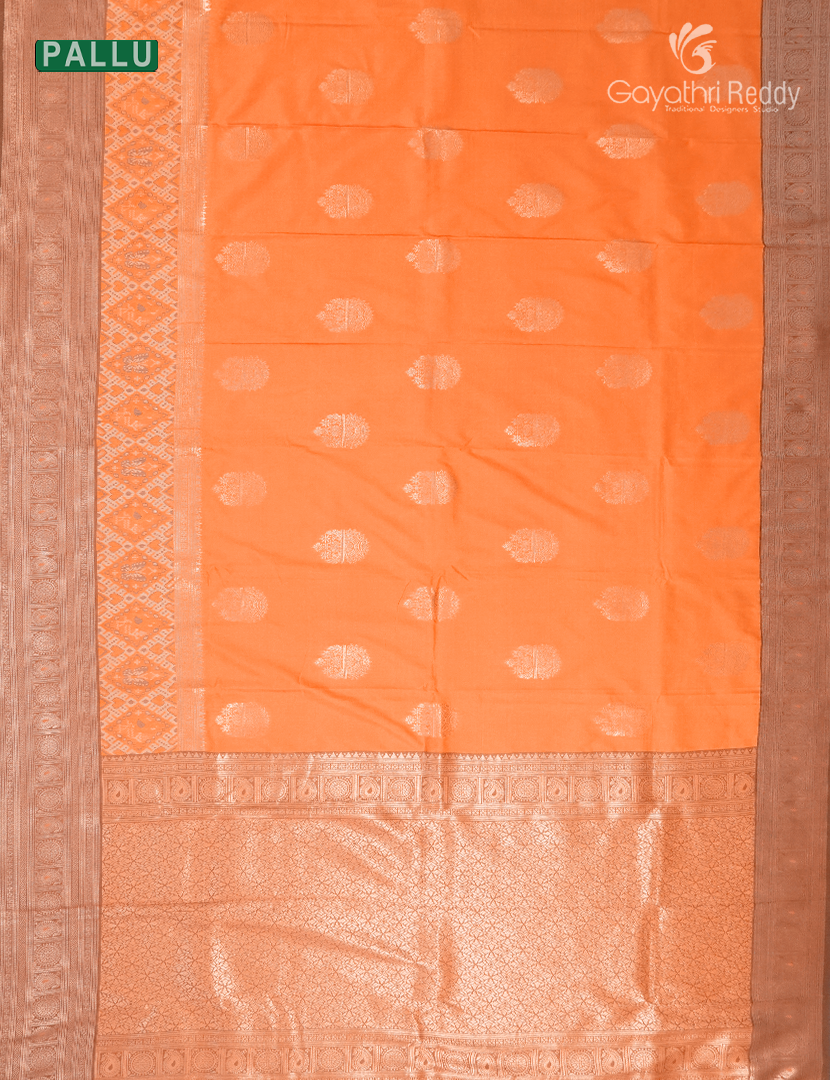 Semi Kanchipuram Art Silk Saree in Neon Orange