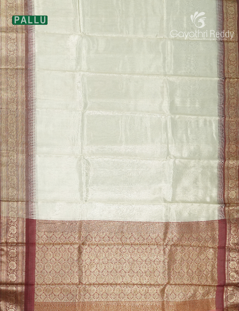 Semi Tissue Gadwal Saree in Cream and Maroon