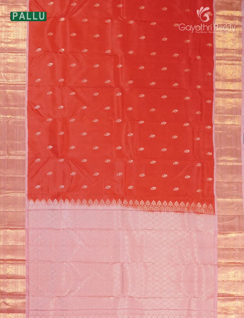 Pure Kanchipuram Silk Saree in Orange and Baby Pink