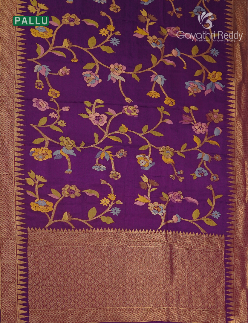 Pure Satin Silk Saree in Purple