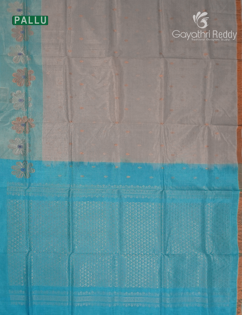 Pure Uppada Silk Saree in Grey and Sky Blue