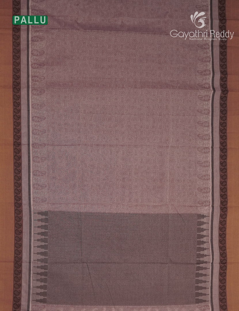 Pure Kanchi Cotton Saree in Khakhi Green