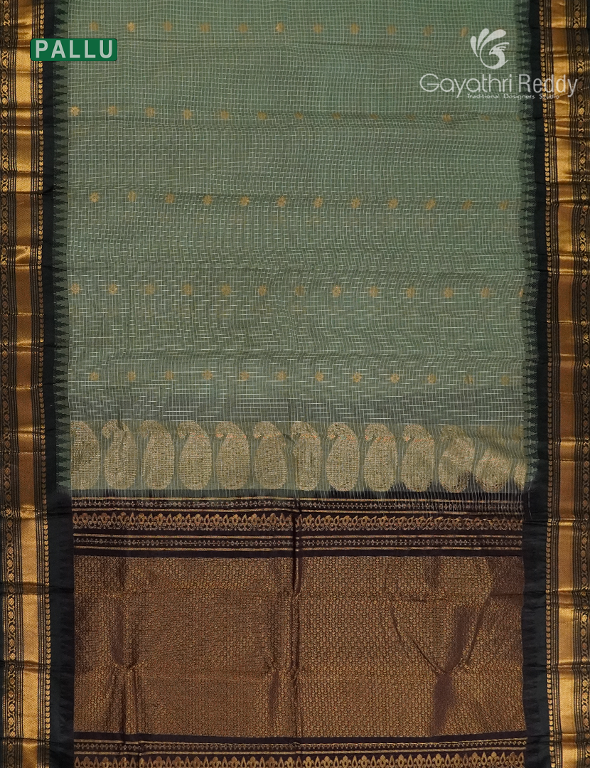 Pure Gadwal Cotton Saree in Grey and Black