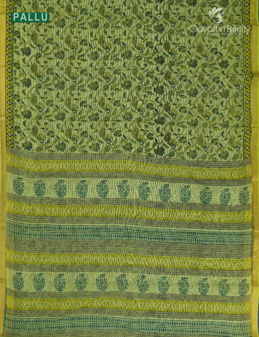 Premium Quality Cotton Kota Saree in Parrot Green and Leaf Green