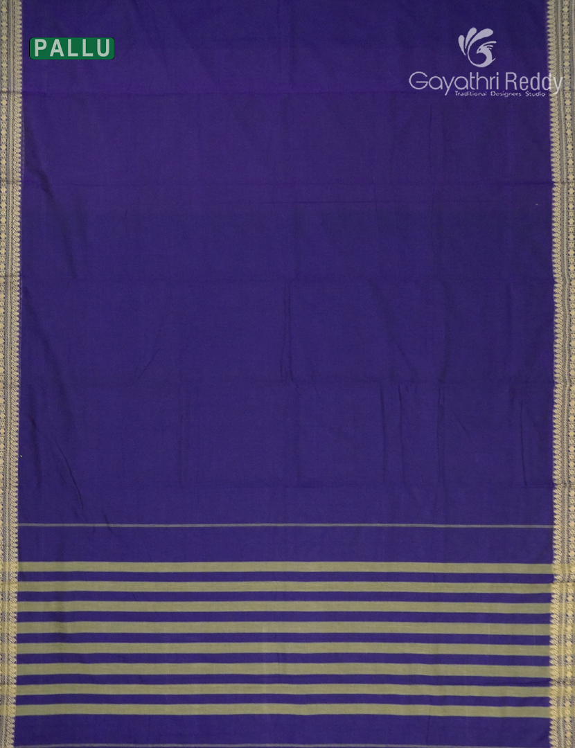 Pure Narayanpet Cotton Saree in Deep Ink Blue