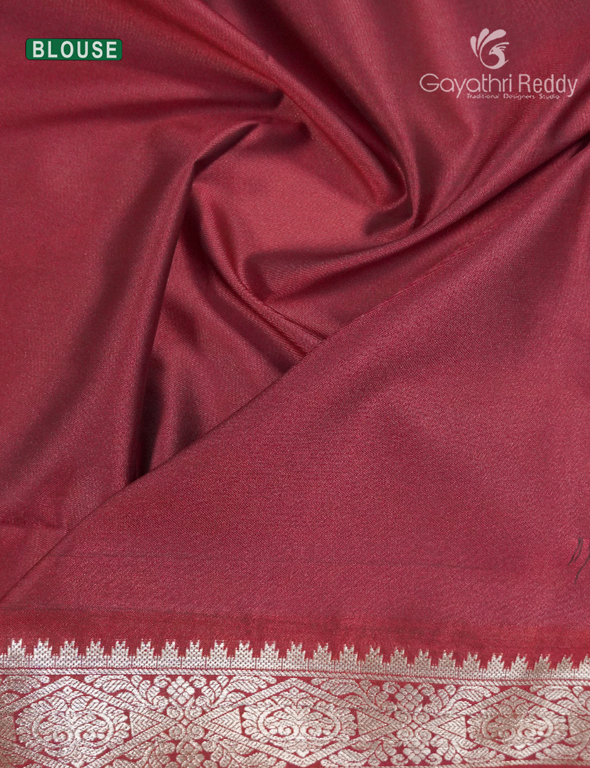Soft Silk Saree in Grey and Deep Rust