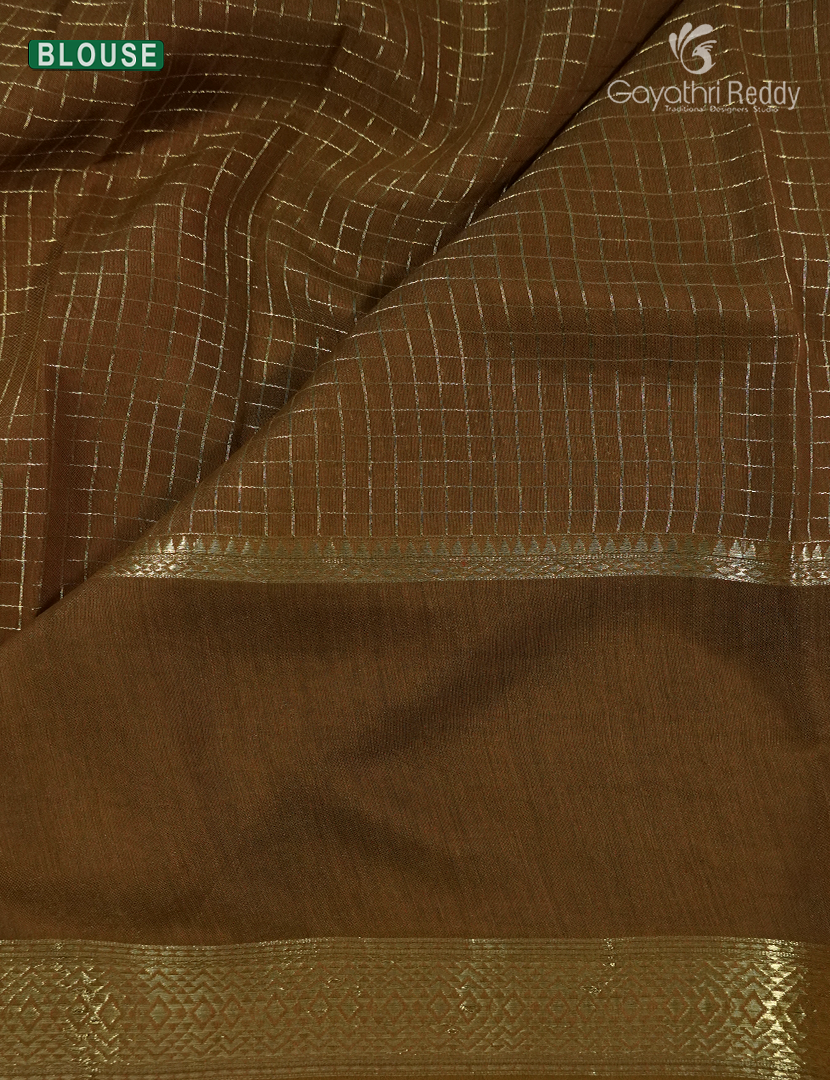 Semi Mysore Crepe Saree in Rust Orange and Brown