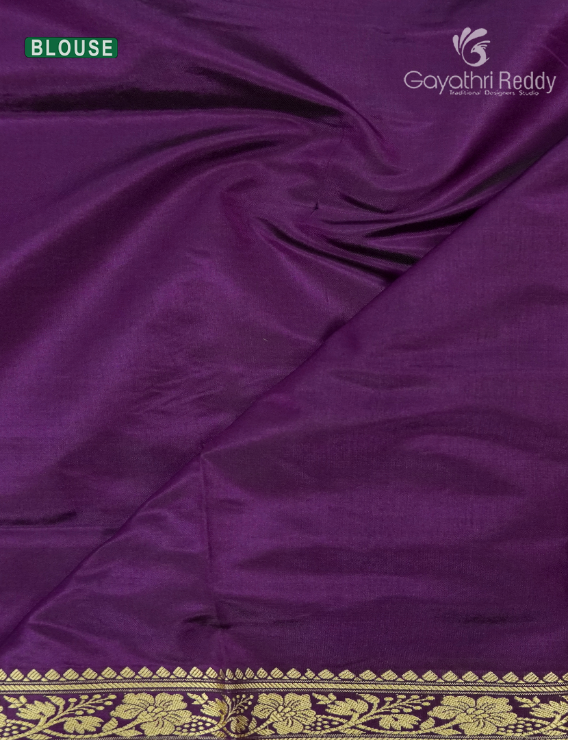 Pure Valkalam Silk Saree in Deep Purple