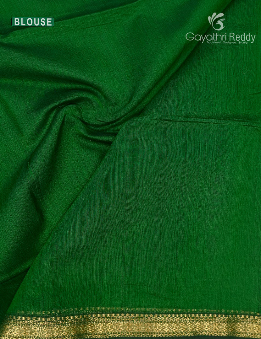Pure Chanderi Sico Saree Mango Green
