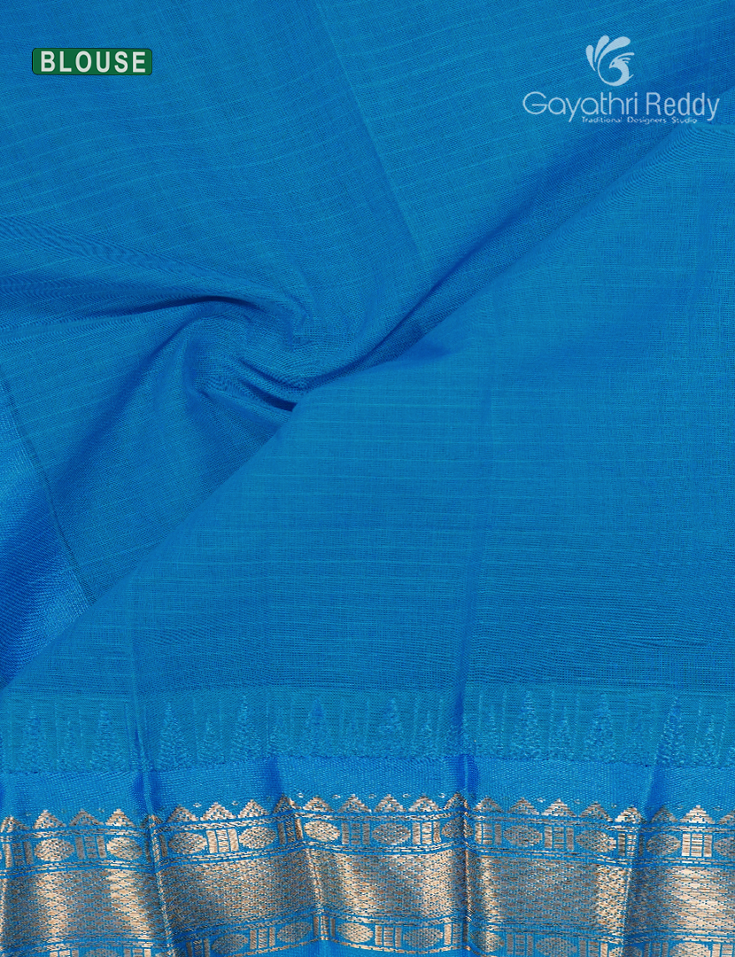 Pure Gadwal Cotton Saree in Ash Grey and Sky Blue