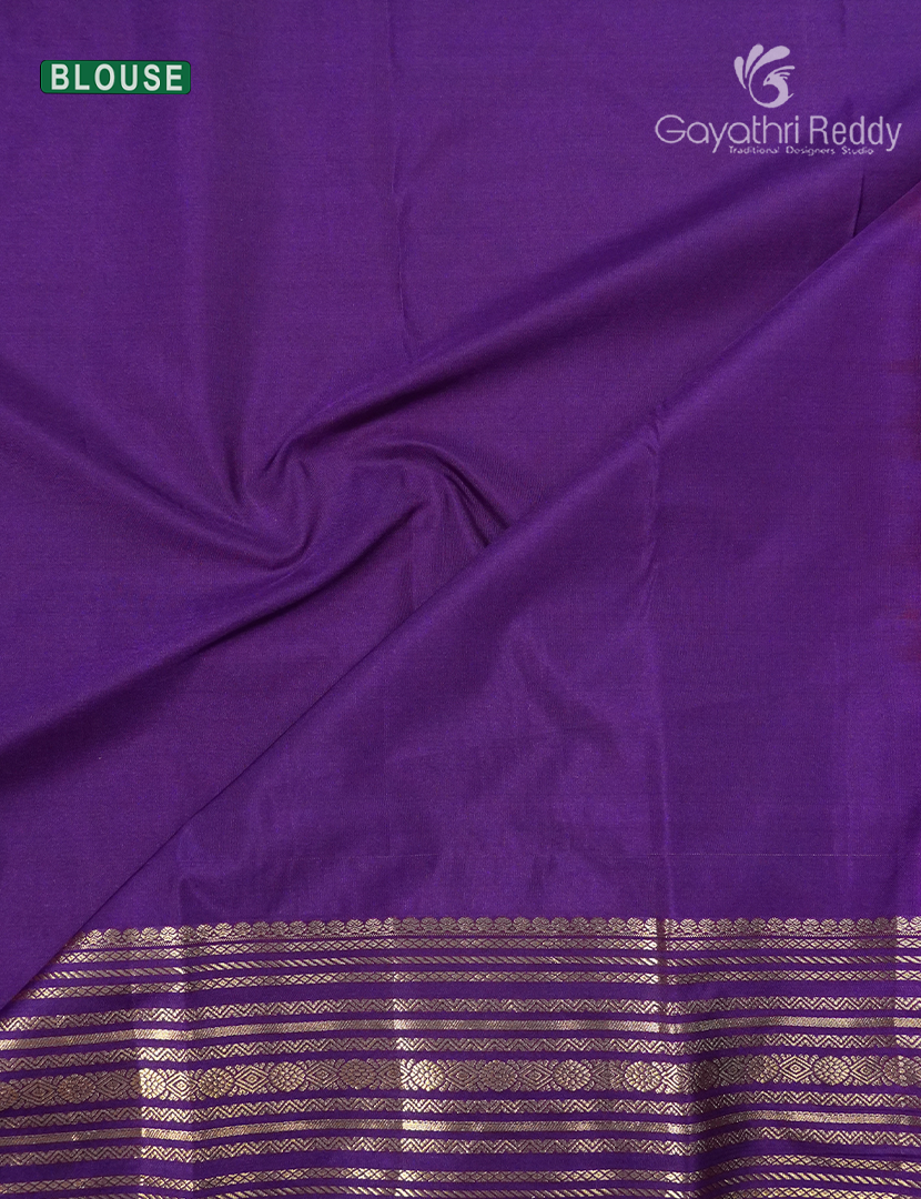 Semi Kanchipuram Silk Saree in Blush Pink and Deep Violet