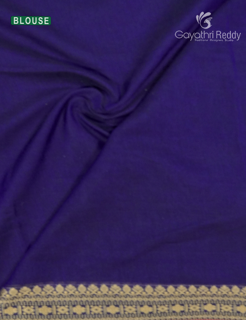Pure Narayanpet Cotton Saree in Deep Ink Blue