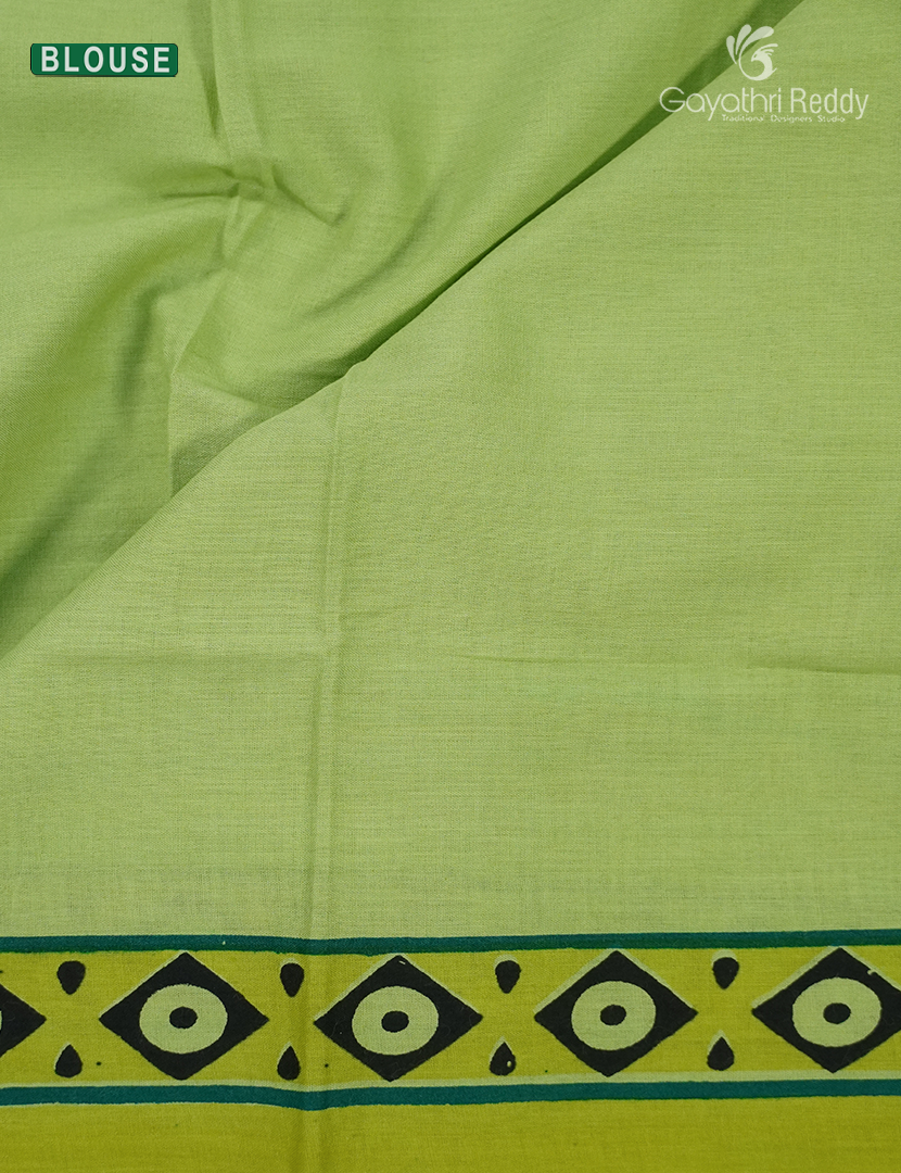 Premium Quality Cotton Kota Saree in Parrot Green and Leaf Green