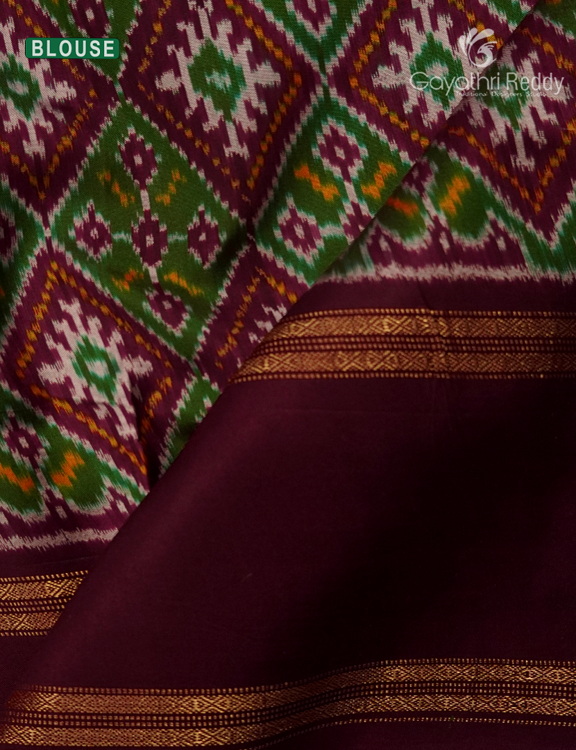 Pure Ikat Silk Saree in Off White and Brown