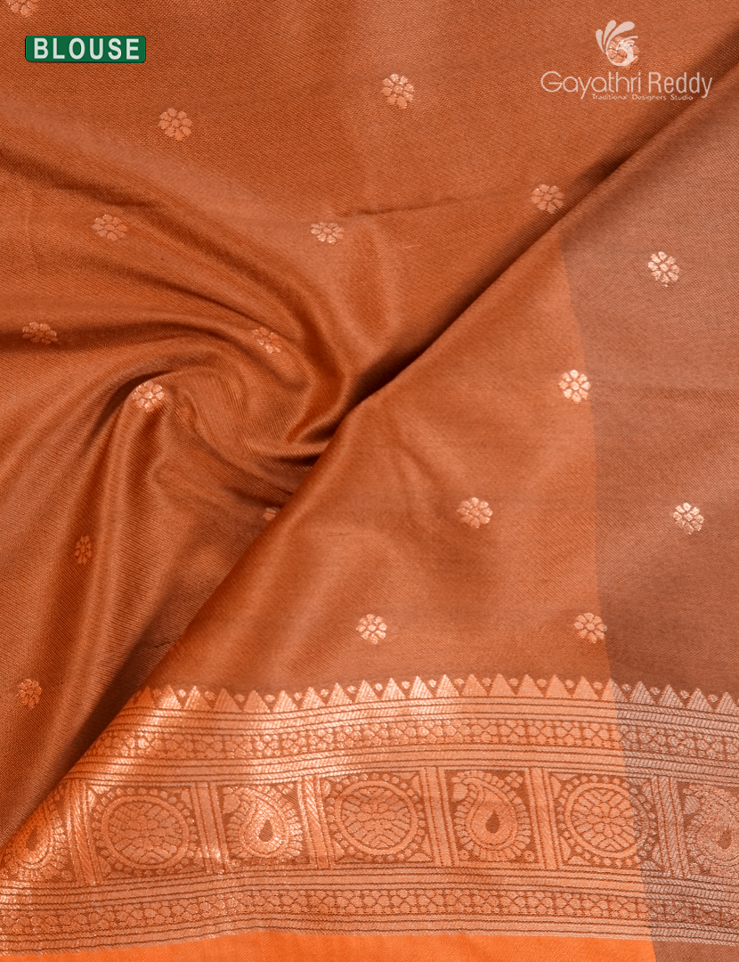 Semi Kanchipuram Art Silk Saree in Neon Orange
