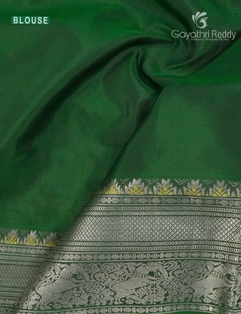 Pure Venkatagiri Silk Saree in Ash Grey and Green