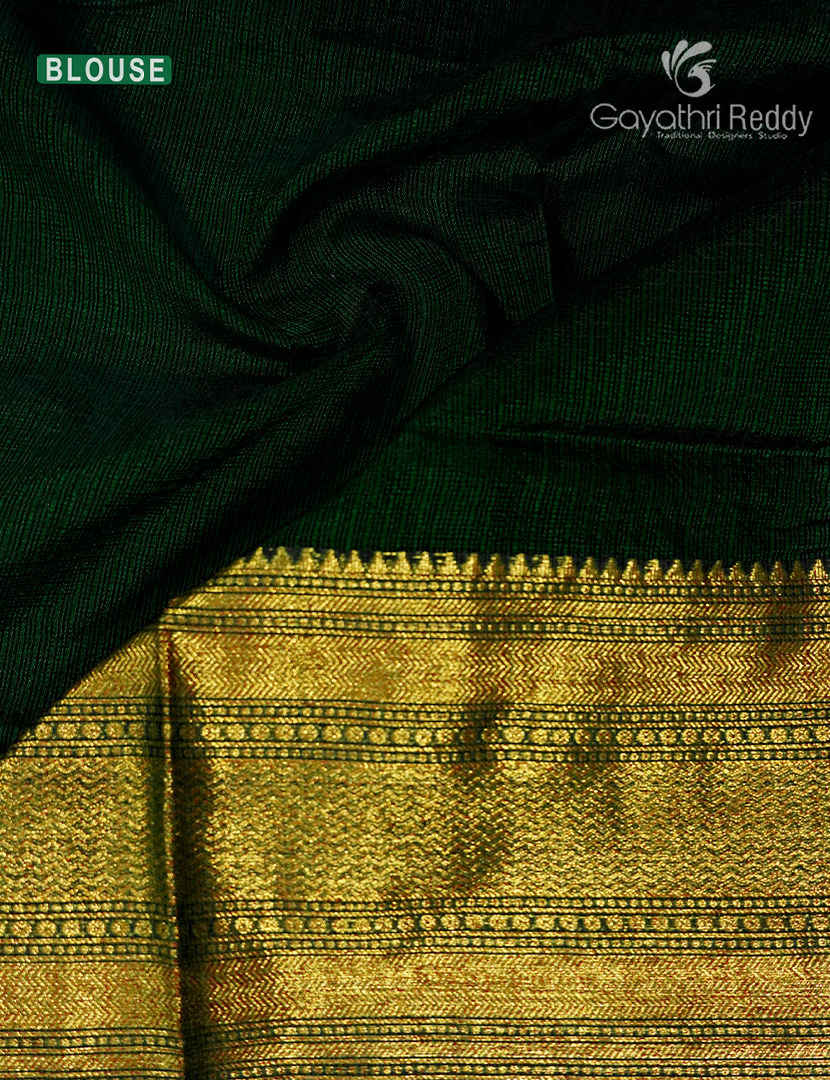 Pure Silk Kota Saree in Bottle Green