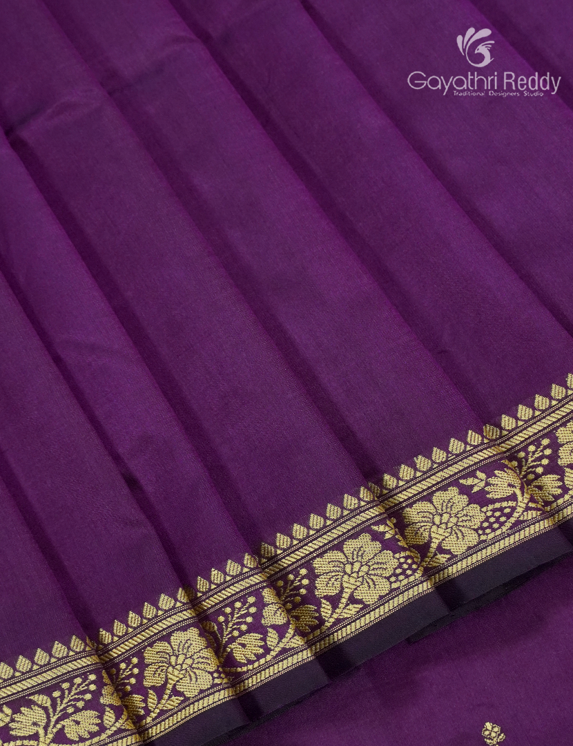 Pure Valkalam Silk Saree in Deep Purple