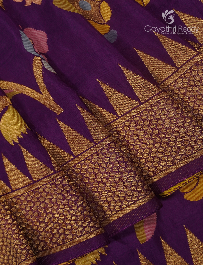 Pure Satin Silk Saree in Purple