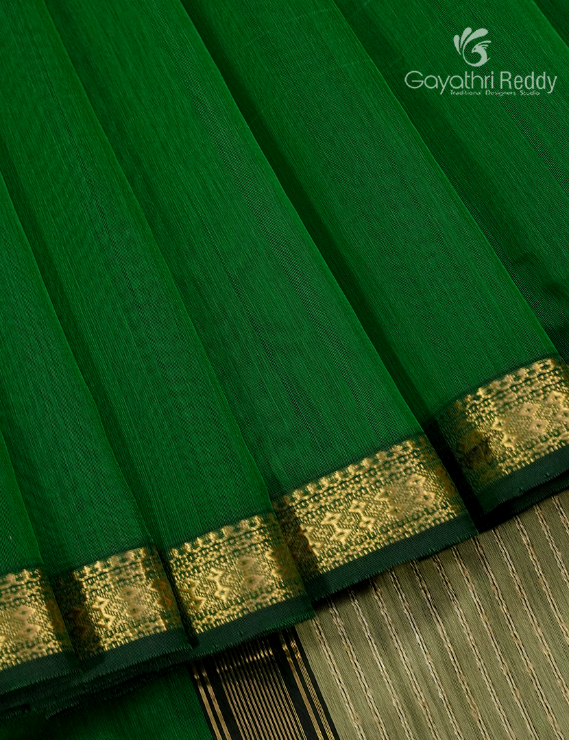 Pure Chanderi Sico Saree Mango Green