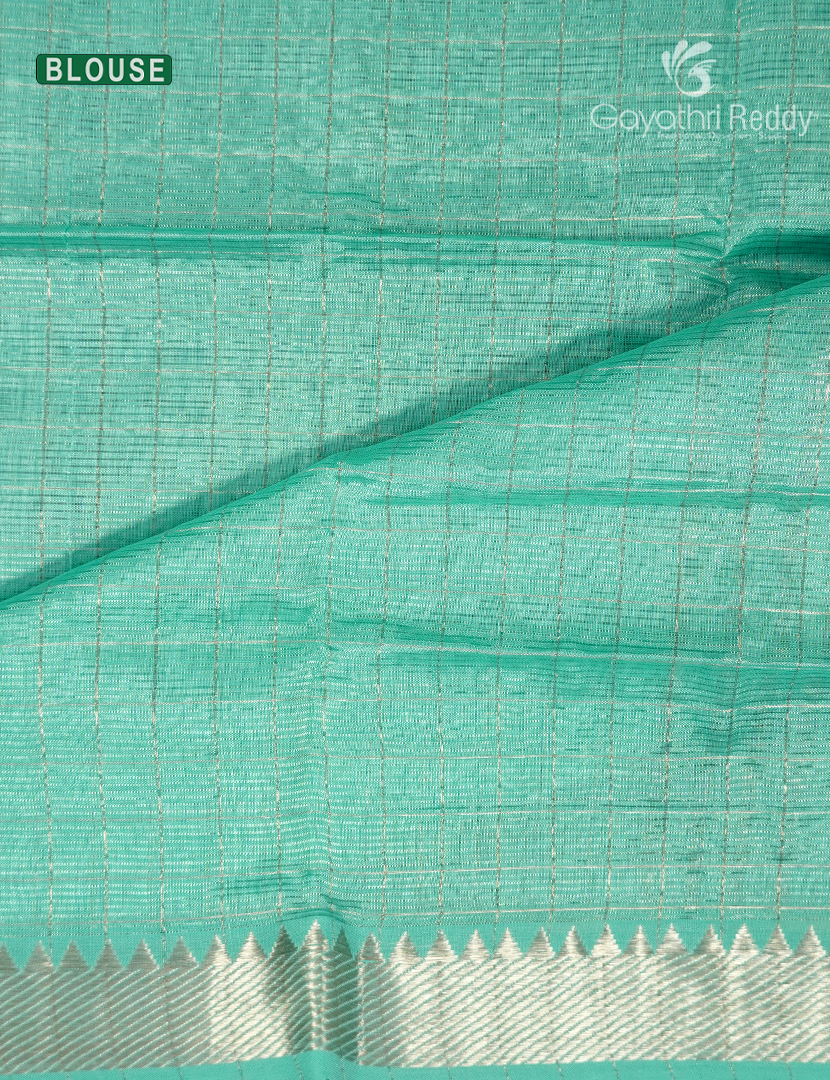 Pure Mangalagiri  Langa Voni Set in Yellow and Sea Foam Green