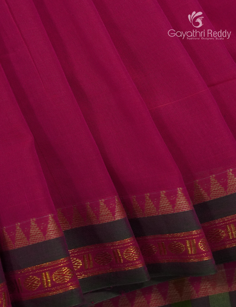 Pure Narayanpet Cotton Saree in Rani Pink