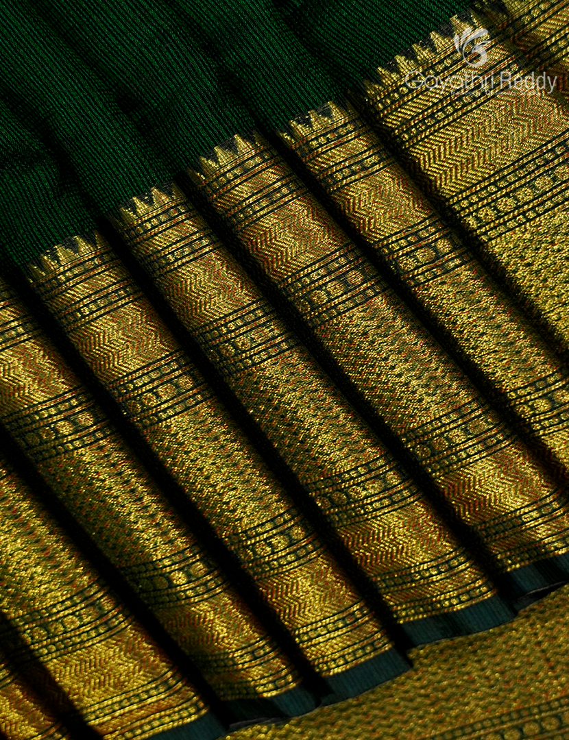 Pure Silk Kota Saree in Bottle Green