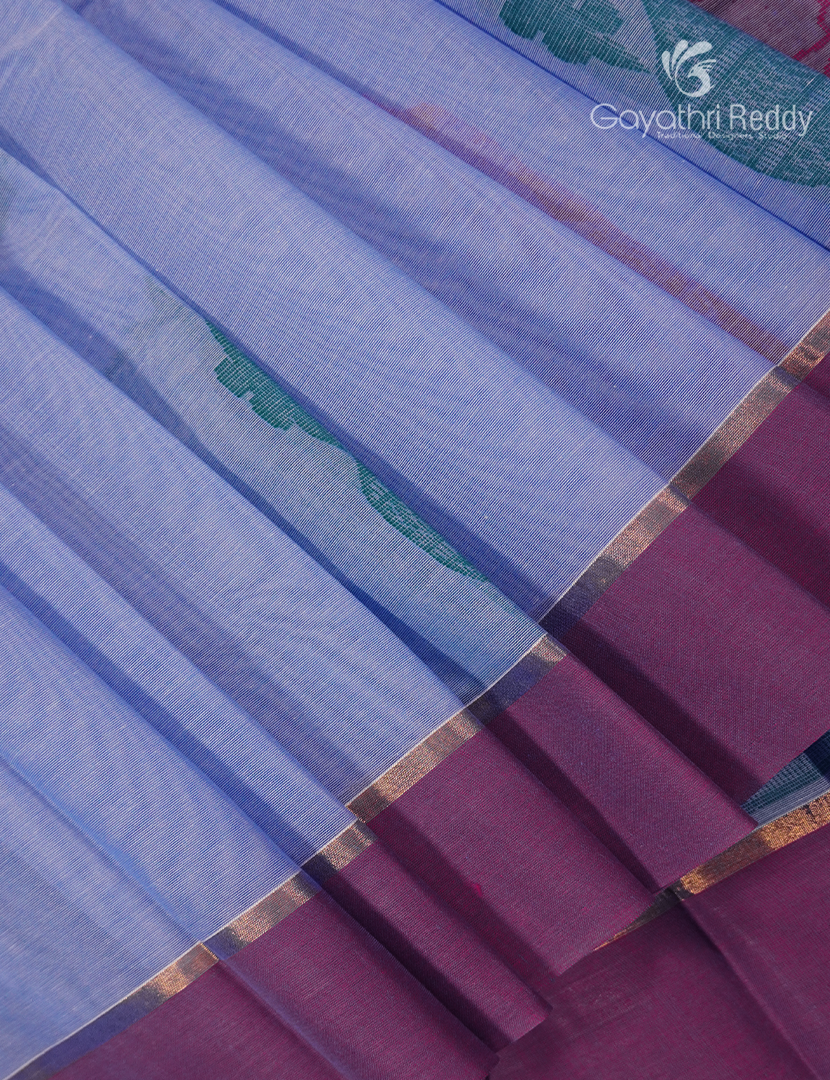 Pure Kanchi Cotton Saree in Powder Blue