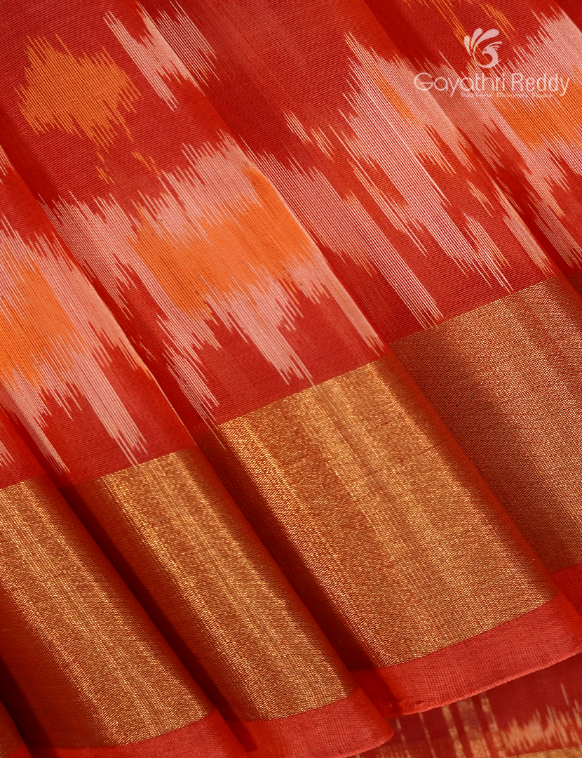 Kanchipuram Sico Saree in Black and Orange