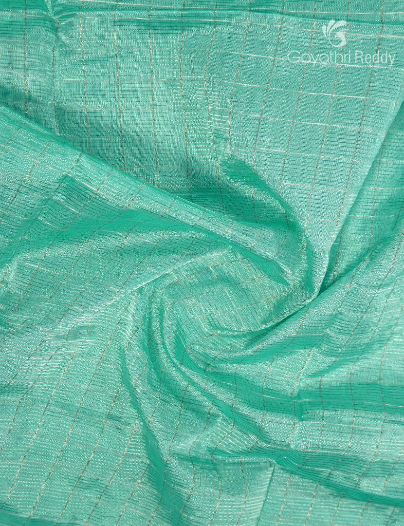 Pure Mangalagiri  Langa Voni Set in Yellow and Sea Foam Green