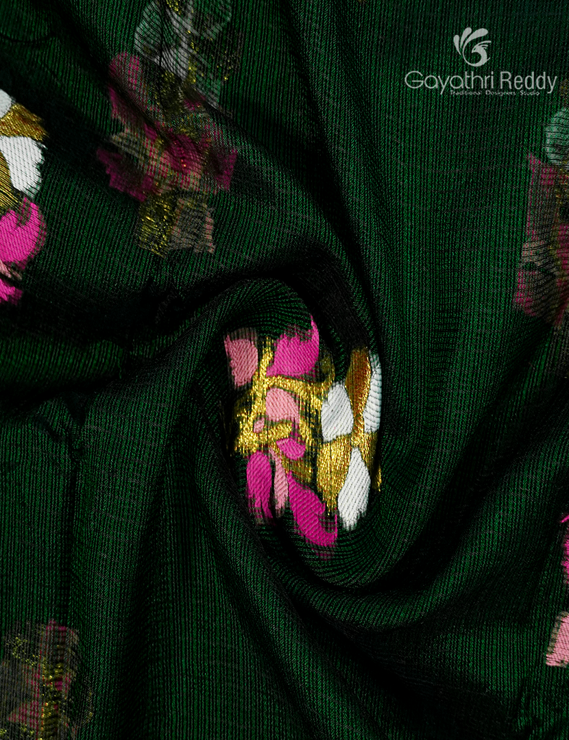 Pure Silk Kota Saree in Bottle Green
