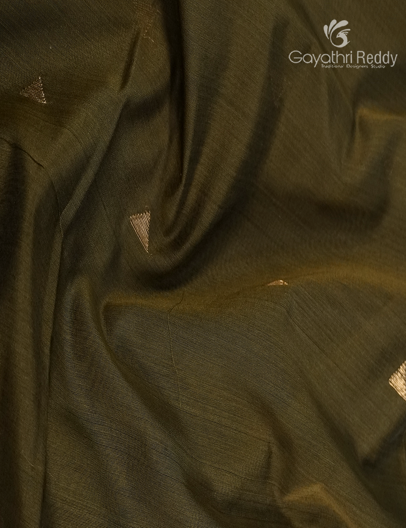Pure Chanderi Sico Saree in Deep Mehendi Green