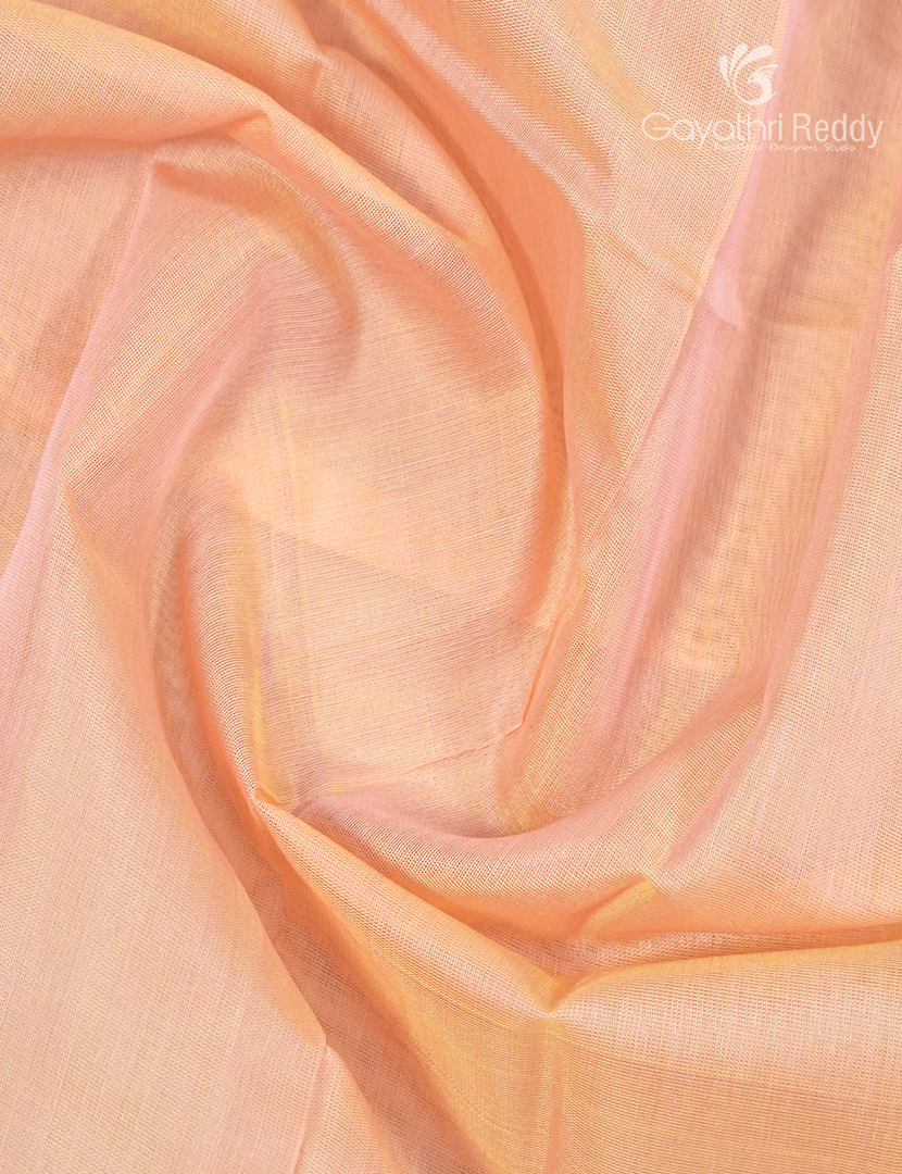 Pure Kanchi Sico Saree in Pastel Peach and Sea Blue