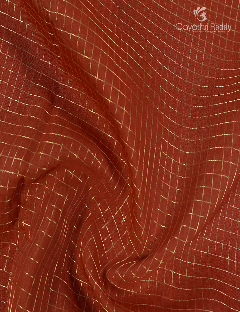 Semi Mysore Crepe Saree in Rust Orange and Brown