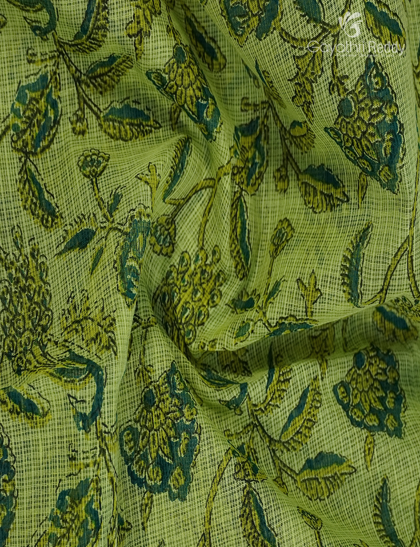 Premium Quality Cotton Kota Saree in Parrot Green and Leaf Green