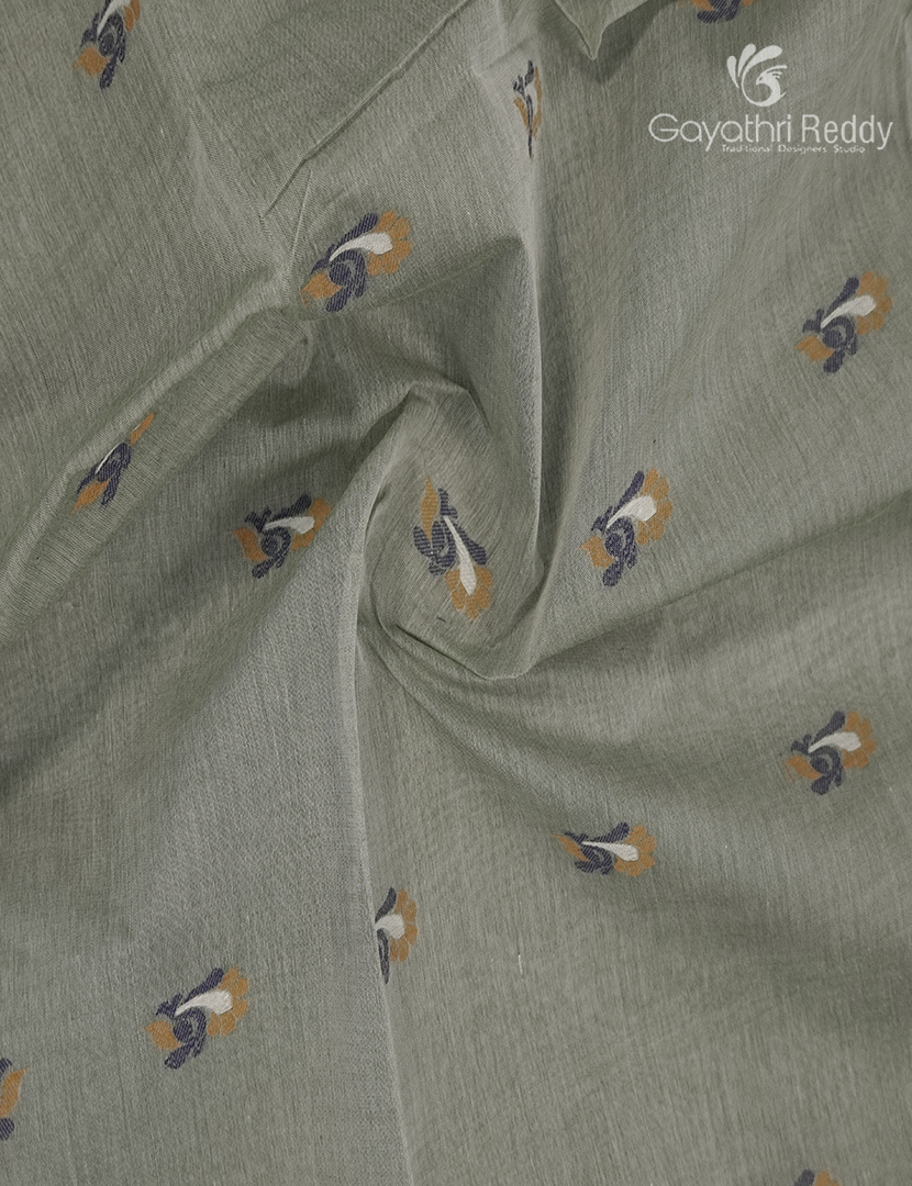 Jamdani Cotton Saree in Sage Green