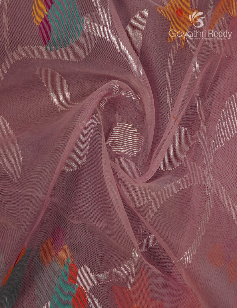 Pure Jamdani Kora Saree in Baby Pink