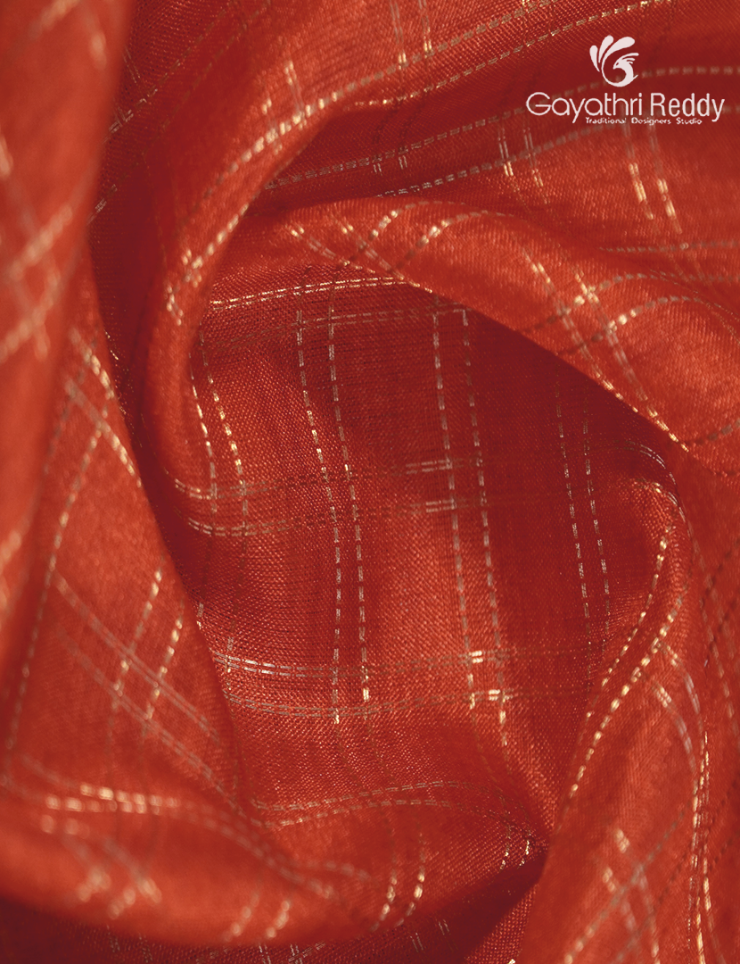 Semi Tussar Saree in Orange and Pink
