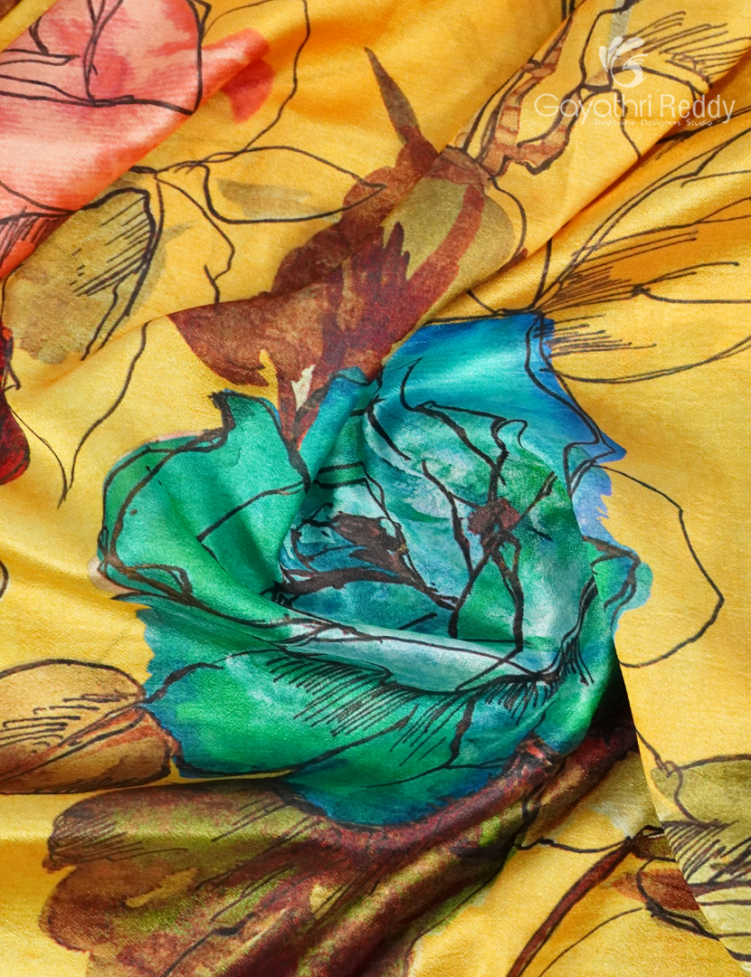 Semi Tussar Silk Saree in Deep Sandalwood Yellow