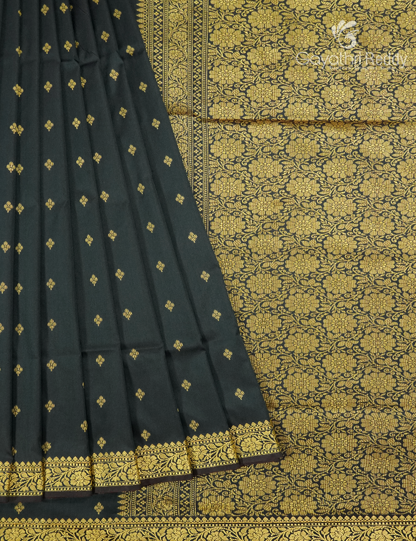 Semi Katan Silk Saree in Bottle Green