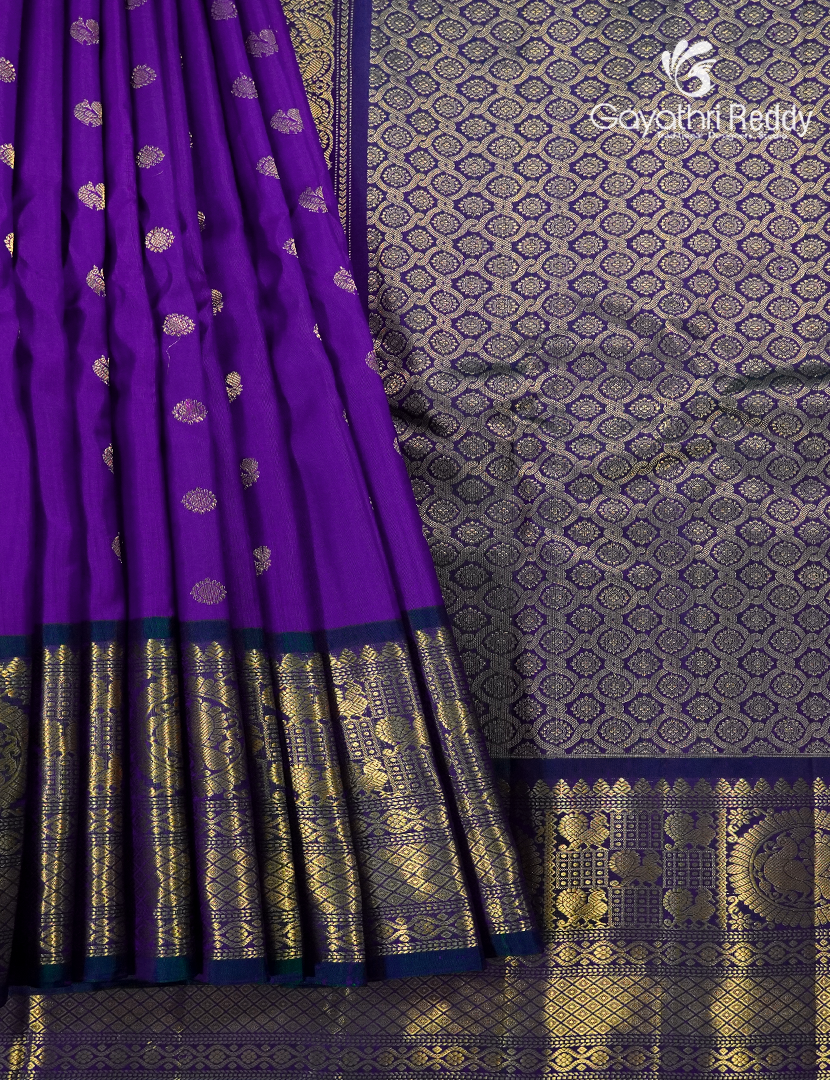 Pure Gadwal Silk Saree in Deep Violet