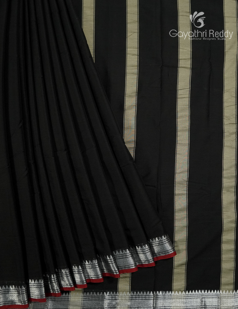 Pure Narayanpet Cotton Saree in Black