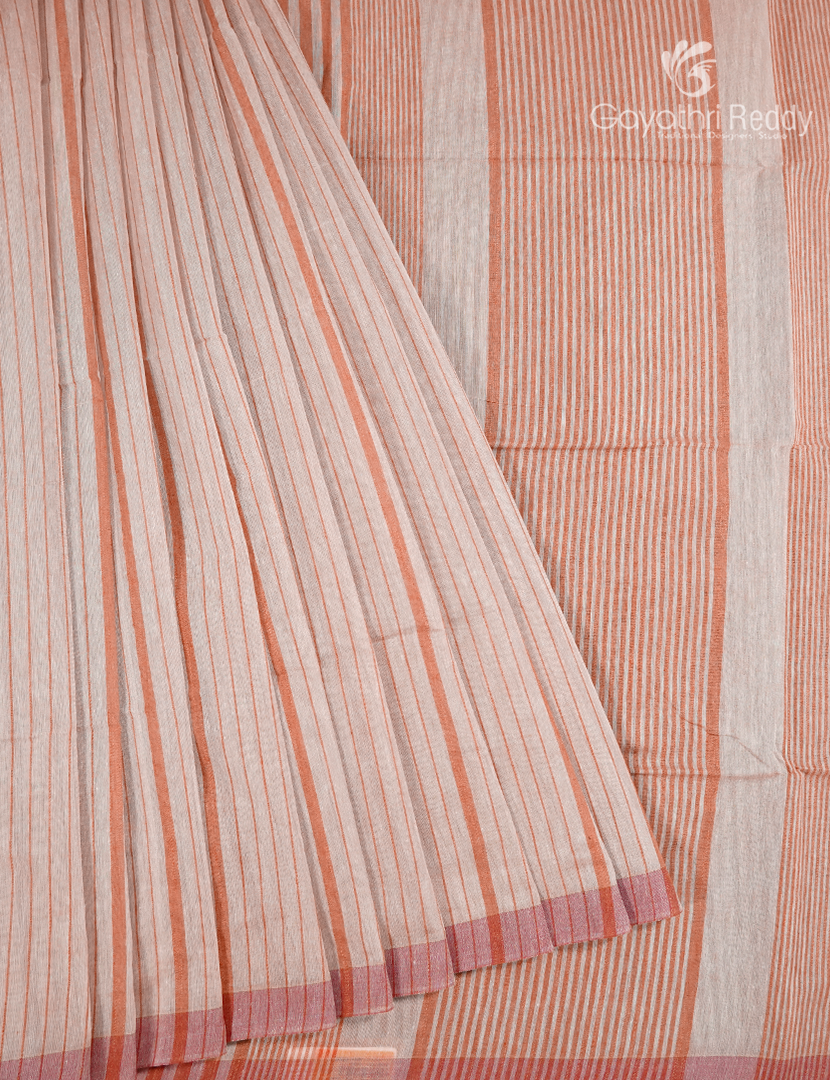 Pure Handloom Cotton Saree in Pastel Peach