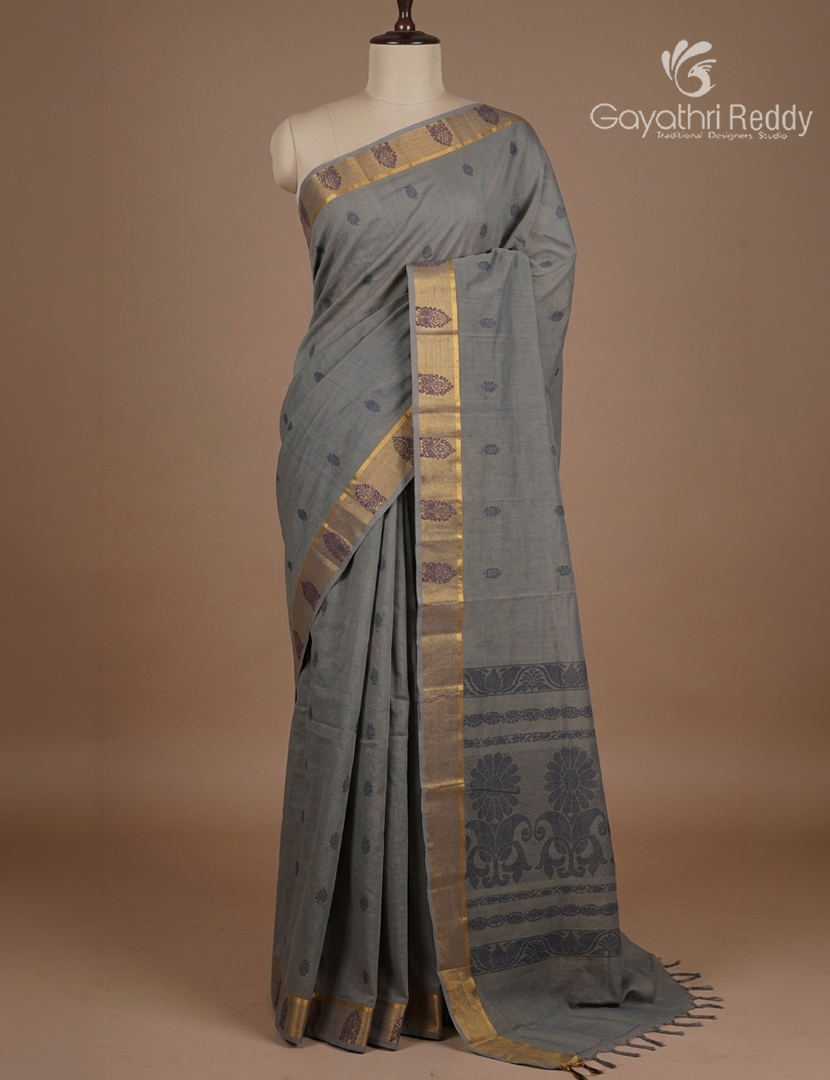 Pure Kanchi Cotton Saree in Grey