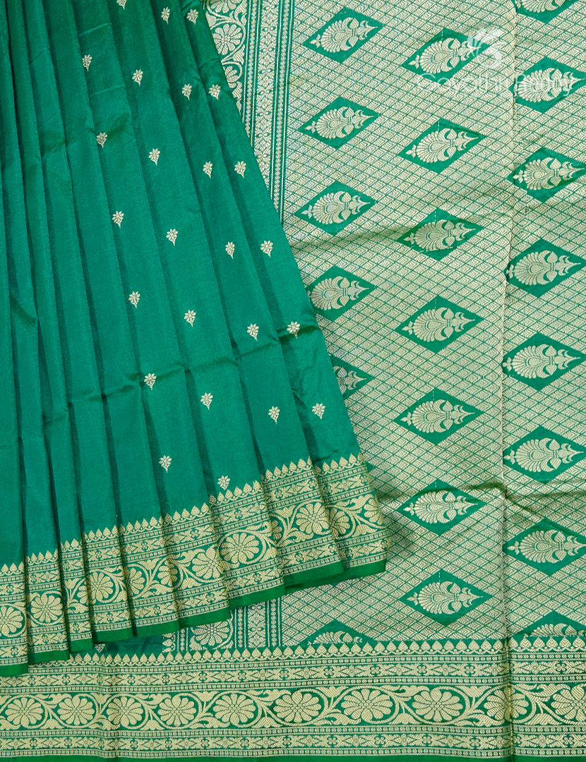 Pure Valkalam Silk Saree in Leaf Green