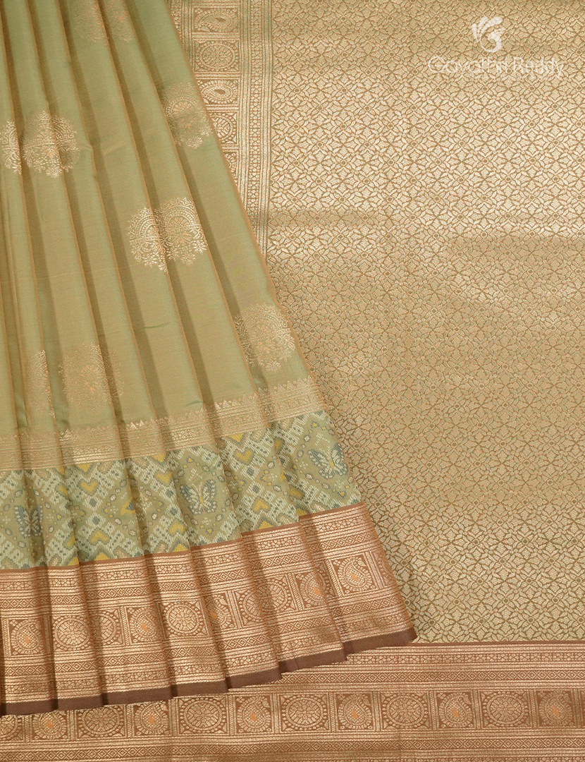 Semi Kanchipuram Art Silk Saree in Light Mehendi Green