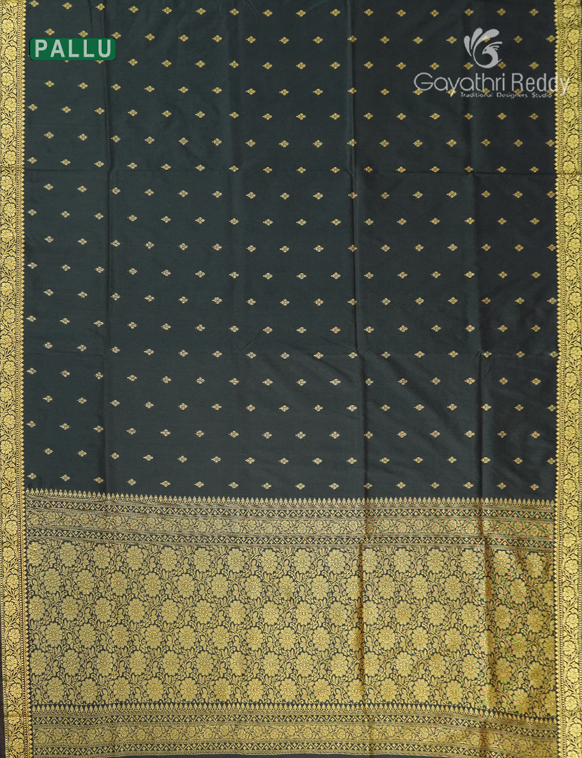 Semi Katan Silk Saree in Bottle Green