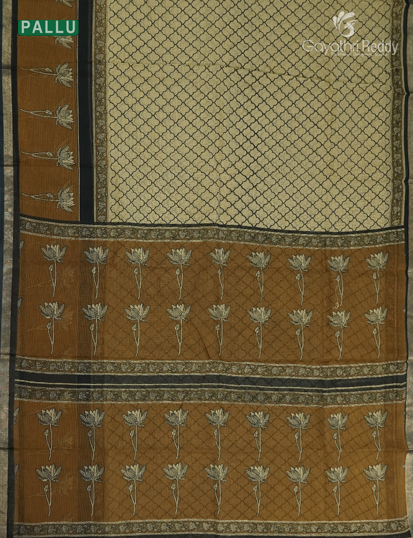 Premium Quality Cotton Kota Saree in Beige and Brown