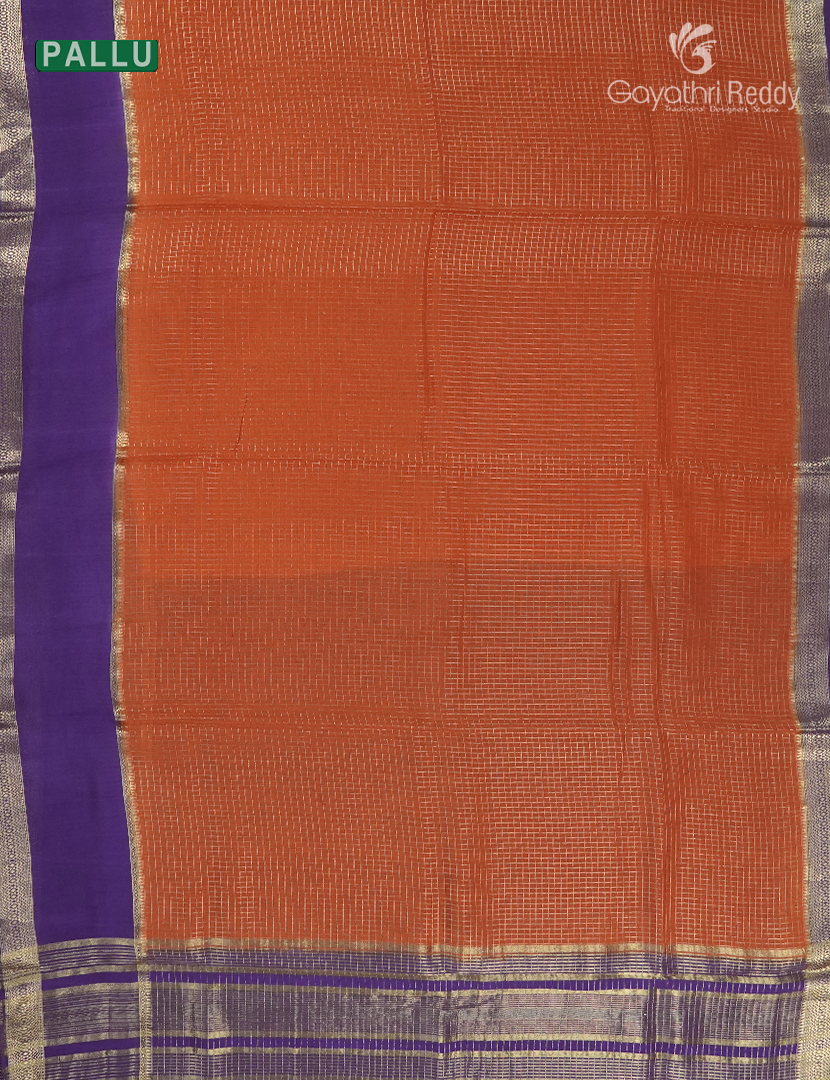 Semi Mysore Crepe Saree in Orange and Violet