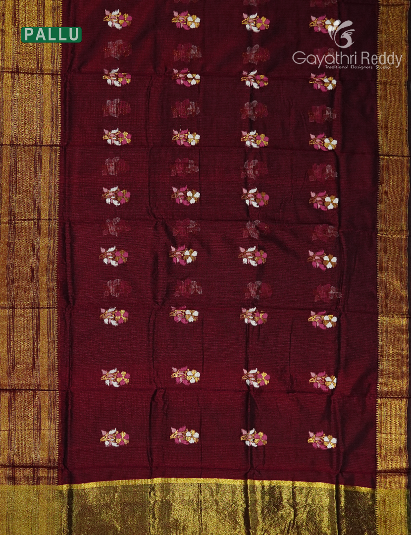 Pure Silk Kota Saree in Deep Rust